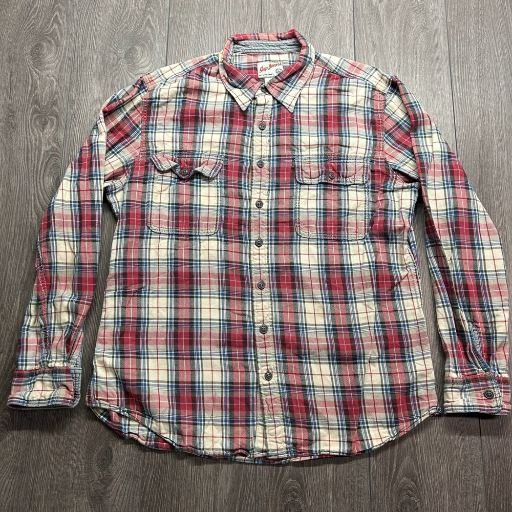 Gap Jeans 1969 Vintage Y2K Plaid Flannel Shirt Mens XL Red Blue Long Sleeve